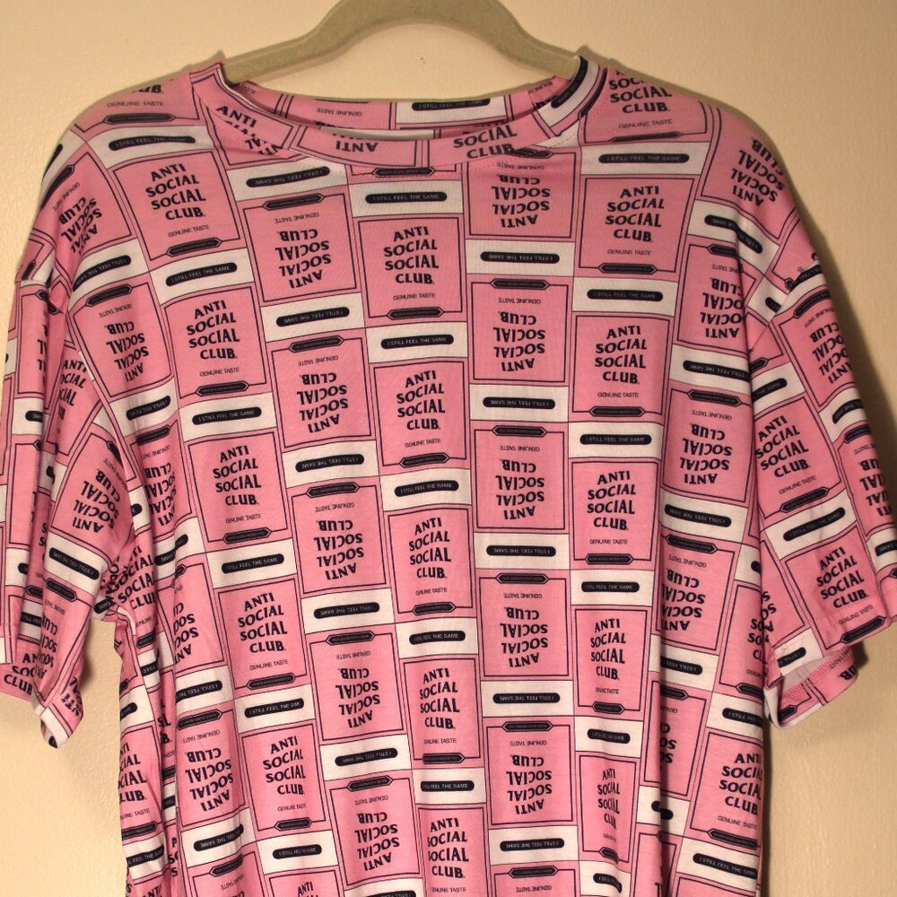 Anti Social Social Club Tee Shirt All Over Print Pink (size Large)